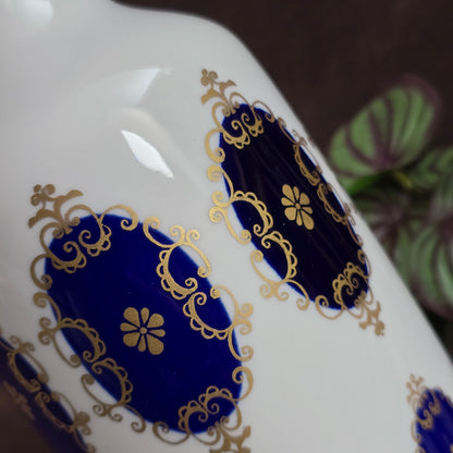 Elegante Vintage-Vase von Volkstedt (1762), 50er/60er, mit Echt-Kobalt & Golddekor. Sehr guter Zustand – DDR-Porzellankunst für Sammler & Liebhaber.