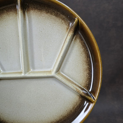 Sechsteiliger GERZ Fondueteller-Satz aus den 1970er Jahren in braun-beiger Glasur, 20 cm, Vintage W. Germany Keramik.