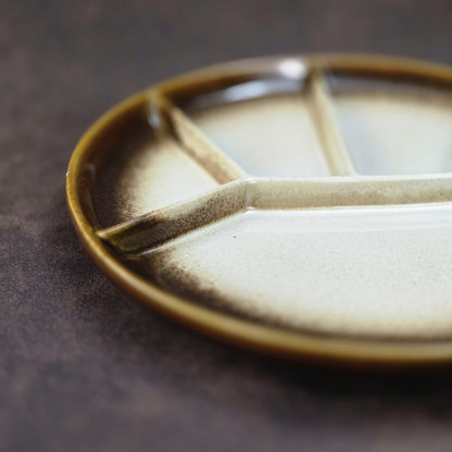 Sechsteiliger GERZ Fondueteller-Satz aus den 1970er Jahren in braun-beiger Glasur, 20 cm, Vintage W. Germany Keramik.