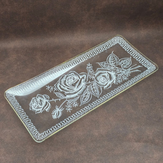 HEYE Glasplatte mit zarten Rosen & Goldrand – dein nostalgisches Vintage-Highlight für Tisch & Deko.