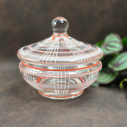 Vintage Glasdose von Haida – böhmisches Glas, stilvolles Original für Aufbewahrung & Deko mit Geschichte.