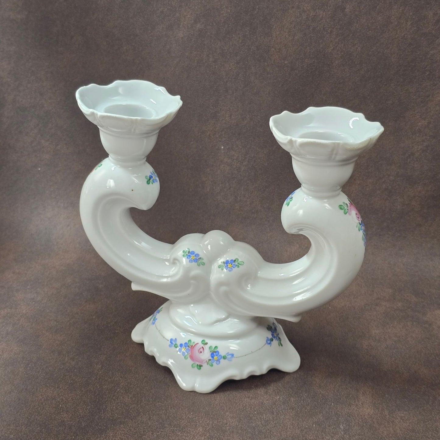 Handbemalter Porzellan-Kerzenständer • Zweiarmig • DDR Vintage