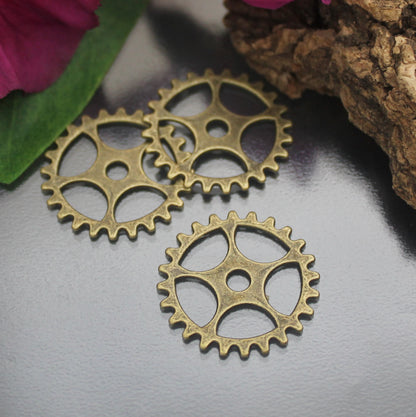 3 Gearwheels/Zahnräder im Steampunk-Design, ø 25mm