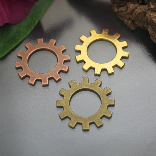 3 Verbinder Gearwheels Zahnräder im Steampunk-Design mit Antikfinish, ø 25mm