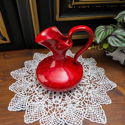 Italienische Henkelvase 60er/70er – rote Mid-Century Keramik