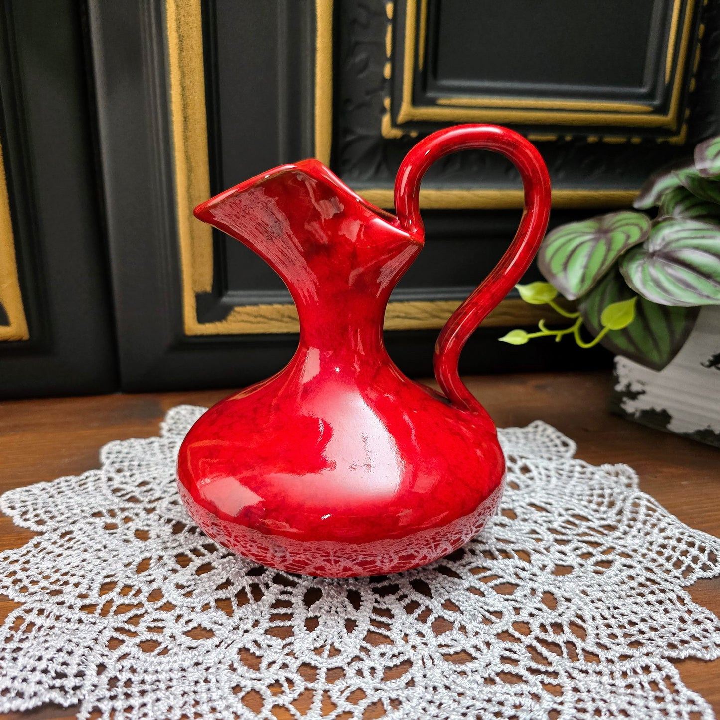 Italienische Henkelvase 60er/70er – rote Mid-Century Keramik