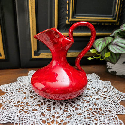 Italienische Henkelvase 60er/70er – rote Mid-Century Keramik