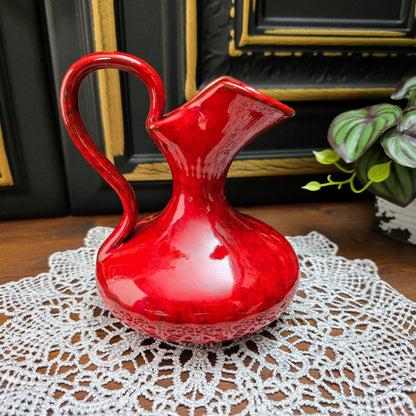 Italienische Henkelvase 60er/70er – rote Mid-Century Keramik