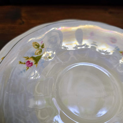 Jarolina Vintage Sammelgedeck (1970er): Lusterware mit Rosen & Golddekor – Tasse, Untertasse, Teller – stilvoll & romantisch!