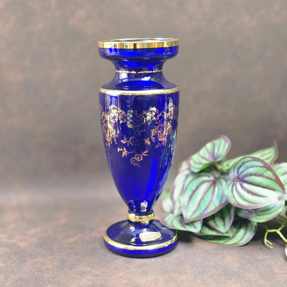 Joska Kristall Vase kobaltblau & gold – Vintage Deko 1970er Jahre – TMS Trends