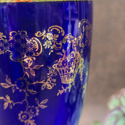Edle Vintage Kristallvase von Joska im kobaltblauen Art Deco Look – ein stilvolles Highlight für deine Deko.