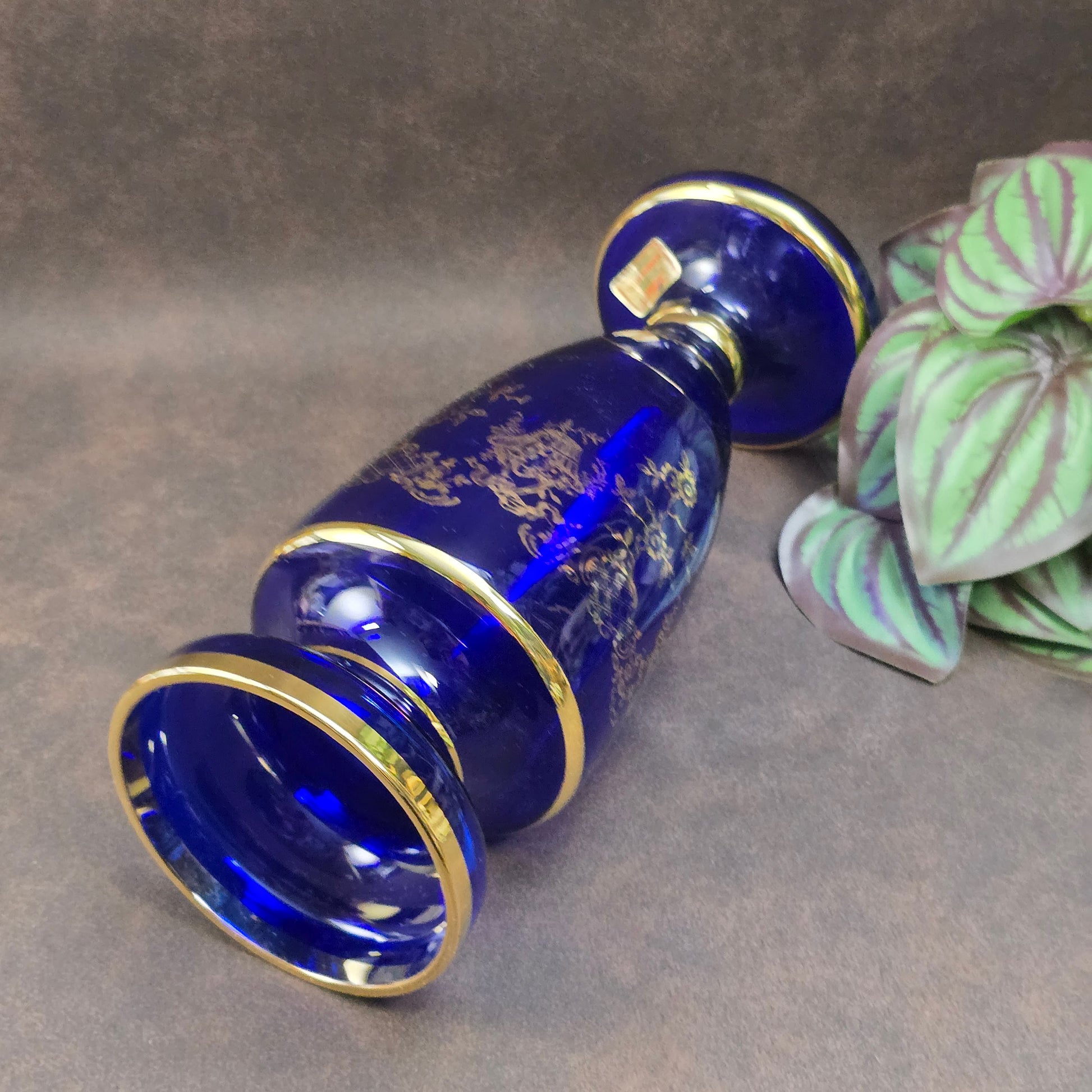 Edle Vintage Kristallvase von Joska im kobaltblauen Art Deco Look – ein stilvolles Highlight für deine Deko.