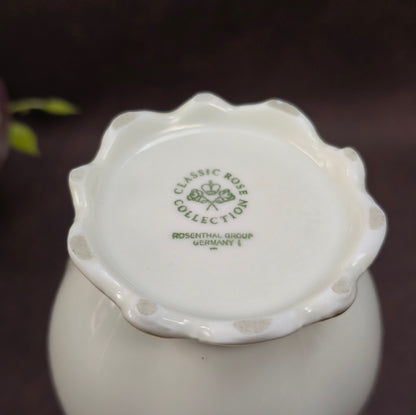 Rosenthal Vase im Rokoko-Stil (ca. 1970), Classic Rose Serie. Mit Goldrand, floralem Dekor & elegantem Fuß – ideal für stilvolle Vintage Deko.