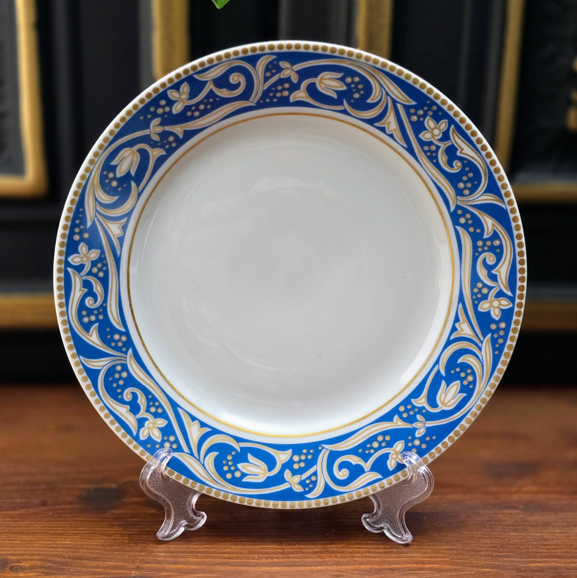 Charmantes 3-teiliges Vintage-Gedeck von Colditz Lettin im Blau-Gold-Dekor – DDR-Original der 1960er/70er.