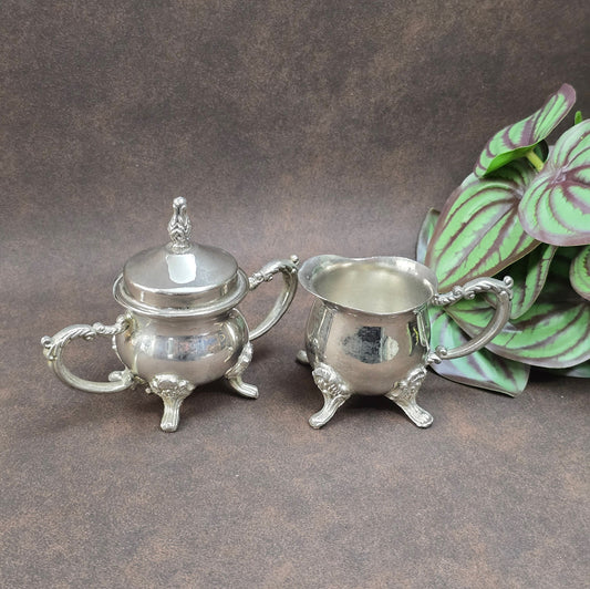 Versilbertes Sahne- und Zucker Set von Godinger Silver Art, USA. Vintage Design aus den 1980er/1990er Jahren – ideal für Mokkaservice, Deko oder als charmantes Sammlerstück.