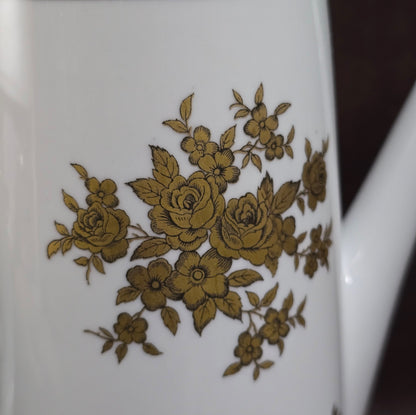 Elegante Vintage-Kaffeekanne von Lichte Fine China (DDR) im Art-Deco-Stil – Blau-Weiß mit Gold. Ideal als Ersatzkanne oder stilvolles Einzelstück.