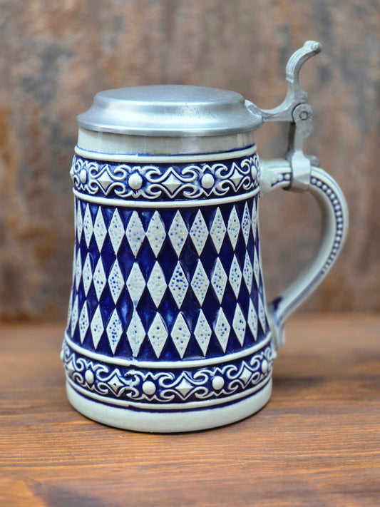 GERZ Steinzeug Bierkrug 0,5L mit Zinndeckel