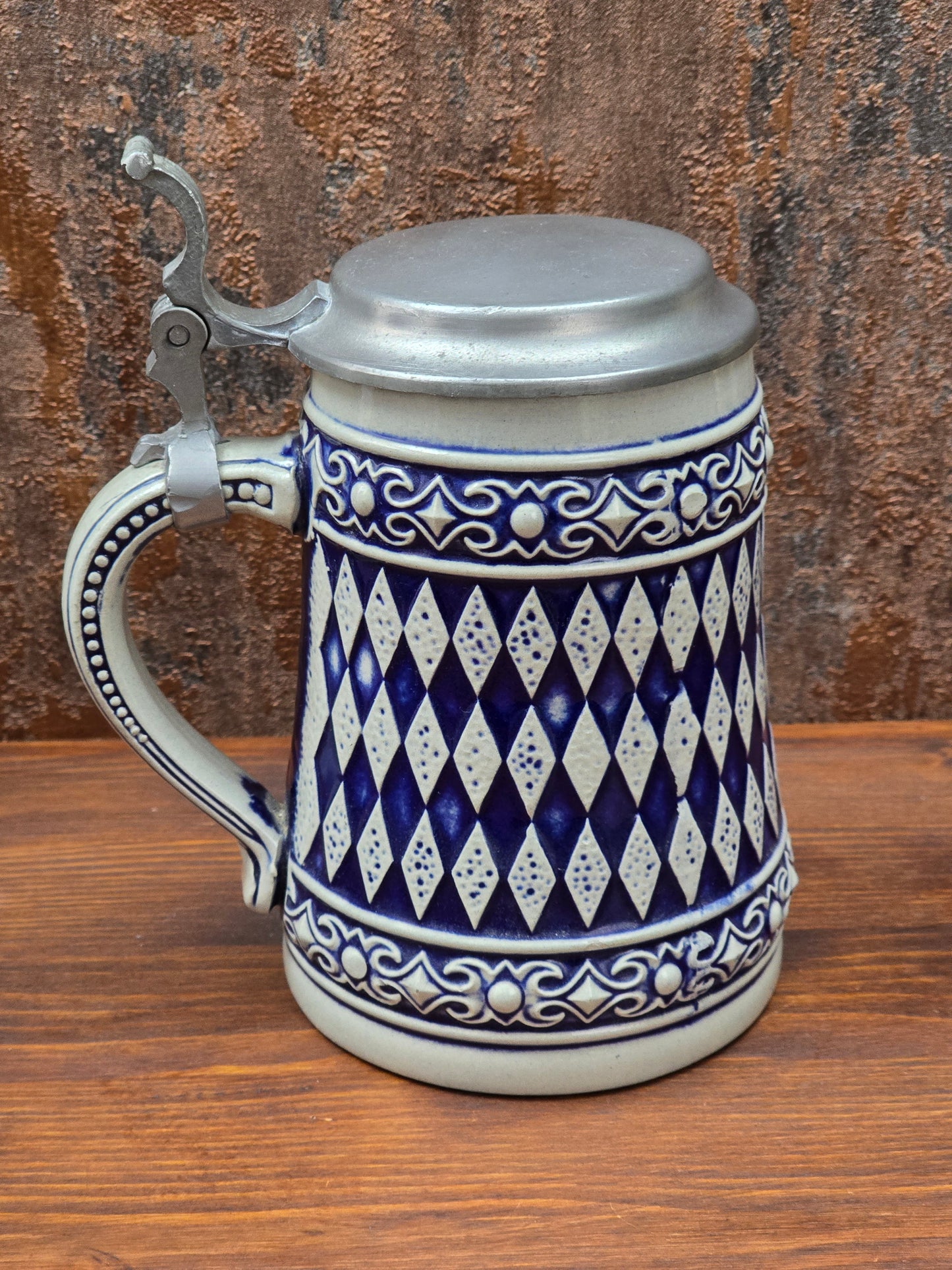 GERZ Steinzeug Bierkrug 0,5L mit Zinndeckel