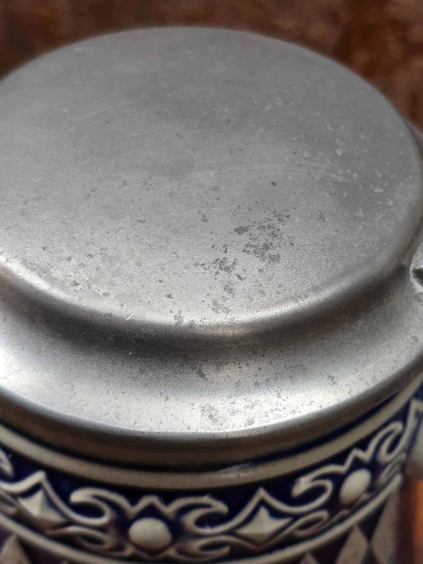 GERZ Steinzeug Bierkrug 0,5L mit Zinndeckel