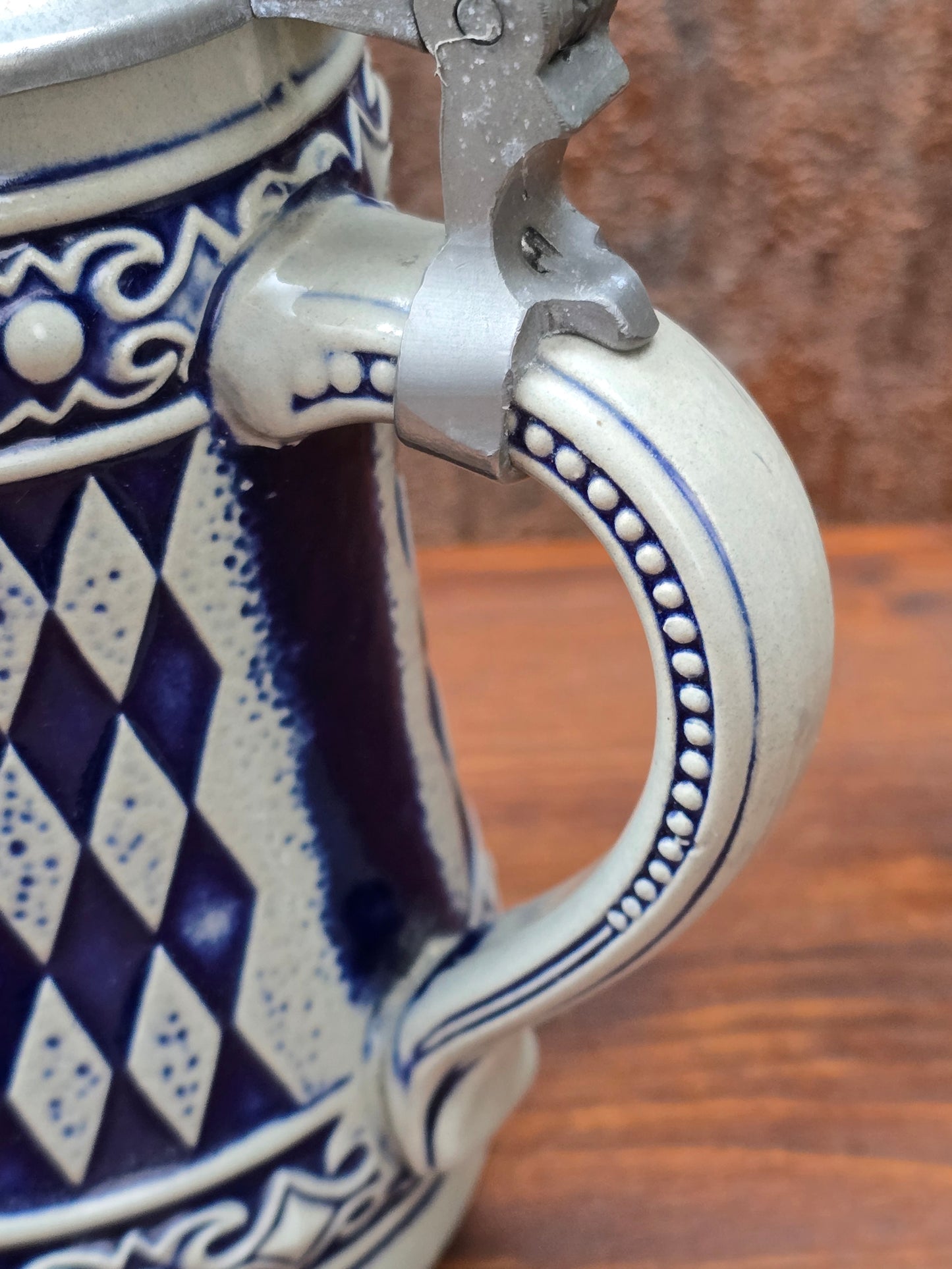 GERZ Steinzeug Bierkrug 0,5L mit Zinndeckel