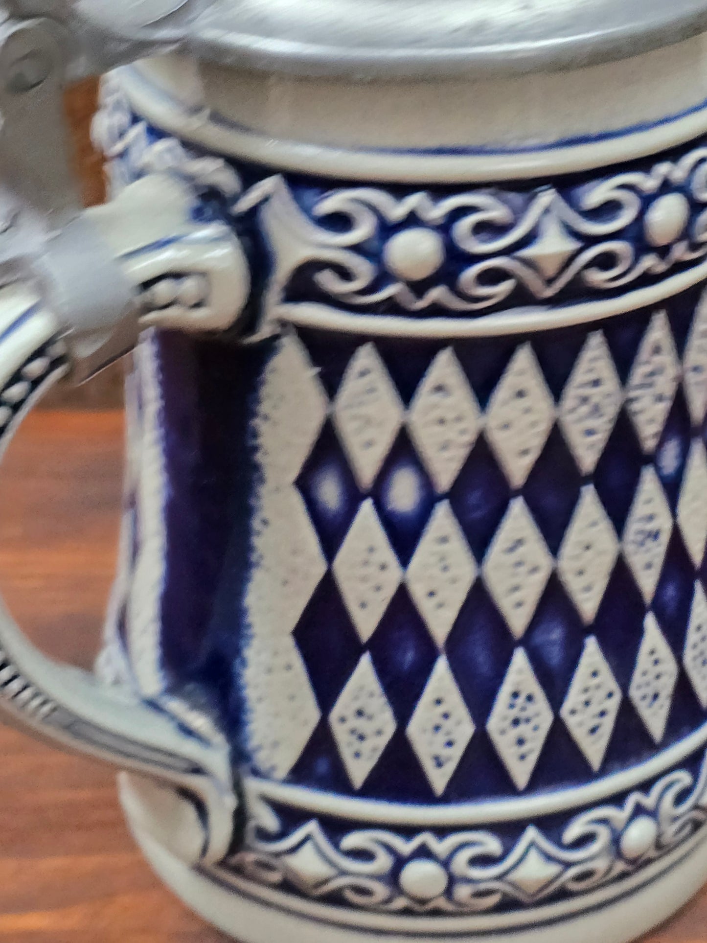 GERZ Steinzeug Bierkrug 0,5L mit Zinndeckel
