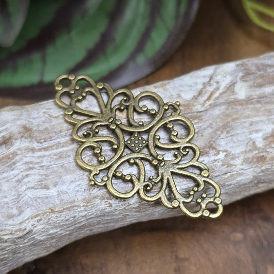 2 nostalgische Zierteile im Vintage-Stil – 41 mm, antik Bronze – ideal für Schmuck, Accessoires, Taschen oder kreative DIY-Projekte. Beidseitig verwendbar, mit Ösen.