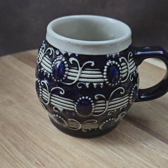 Authentischer Vintage Bierkrug 0,25 L von Merkelbach, Modell 3804. Westerwälder Keramik der 30er im Art Deco Stil – perfekt für Sammler & Deko.