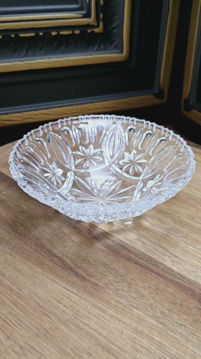 Edle Vintage Kristallschale mit Fuß & Dekorschliff – 60er Jahre Midcentury Deko – perfekt für Schmuck, Süßes oder als Sammlerstück