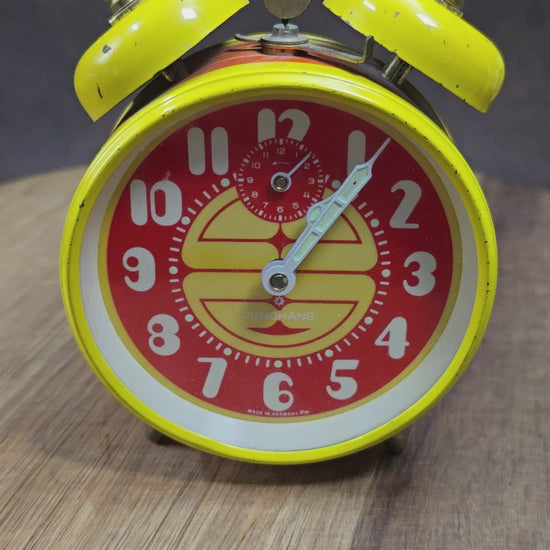 Original Junghans Retro-Wecker 60er, Gelb-Orange, Deko & Bastlerobjekt