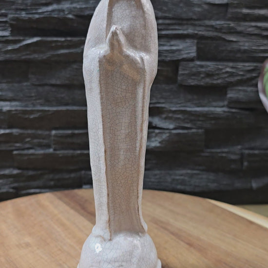 Mystische Statue der Heiligen Maria – Antike Figur mit geheimnisvollem Charme, 21cm, Gips mit Glasur