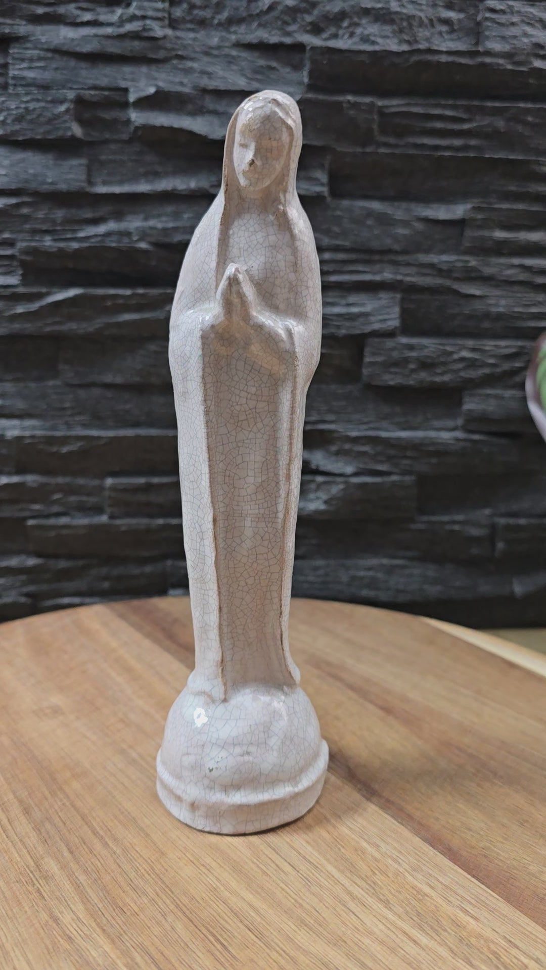 Mystische Statue der Heiligen Maria – Antike Figur mit geheimnisvollem Charme, 21cm, Gips mit Glasur