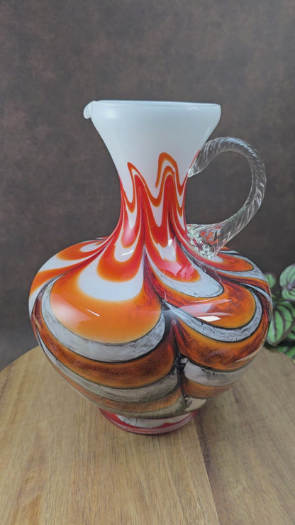 Vintage-Glaskrug von Carlo Moretti – Italienisches Opalglas im Mid-Century-Stil, 1970er. Handgefertigt, imposant & einzigartig. Ein echtes Design-Statement aus Florenz.