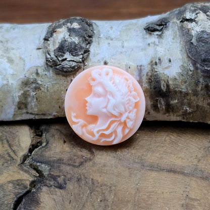 Das Bild zeigt runde Kamee-Cabochons – 17mm – Orange – Ein Hauch von Vintage für deine kreativen Projekte