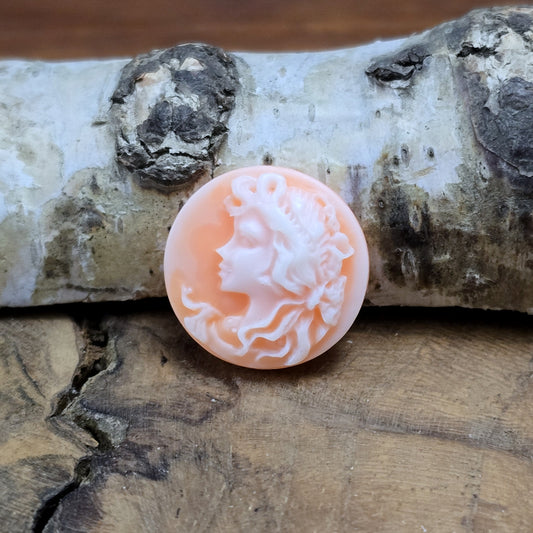 Das Bild zeigt runde Kamee-Cabochons – 17mm – Orange – Ein Hauch von Vintage für deine kreativen Projekte