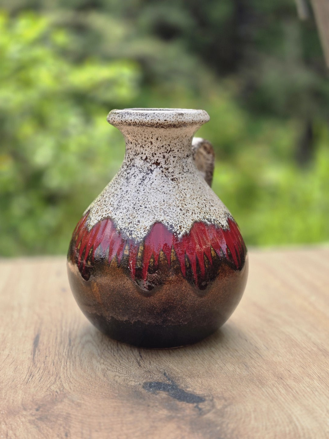 Vintage Fat-Lava Keramikvase von Scheurich mit rundem Bauch, engem Hals und seitlichem Henkel