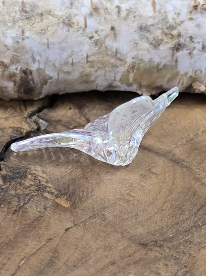 Rückansicht der farblosen Acryl-Schmetterlingsperle mit plastisch geformten Flügeln