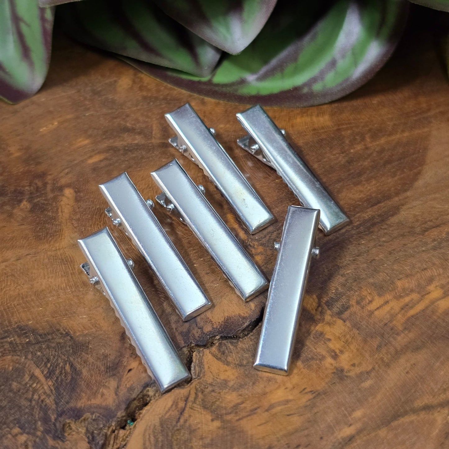 6 silberfarbene Alligator Clips, 31 mm, DIY Haarspangen Rohlinge zum Basteln von Haarschmuck und Accessoires