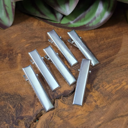 6 silberfarbene Alligator Clips, 31 mm, DIY Haarspangen Rohlinge zum Basteln von Haarschmuck und Accessoires
