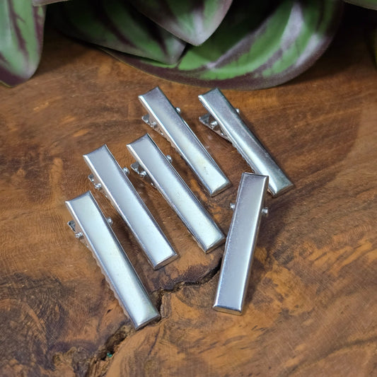6 silberfarbene Alligator Clips, 31 mm, DIY Haarspangen Rohlinge zum Basteln von Haarschmuck und Accessoires