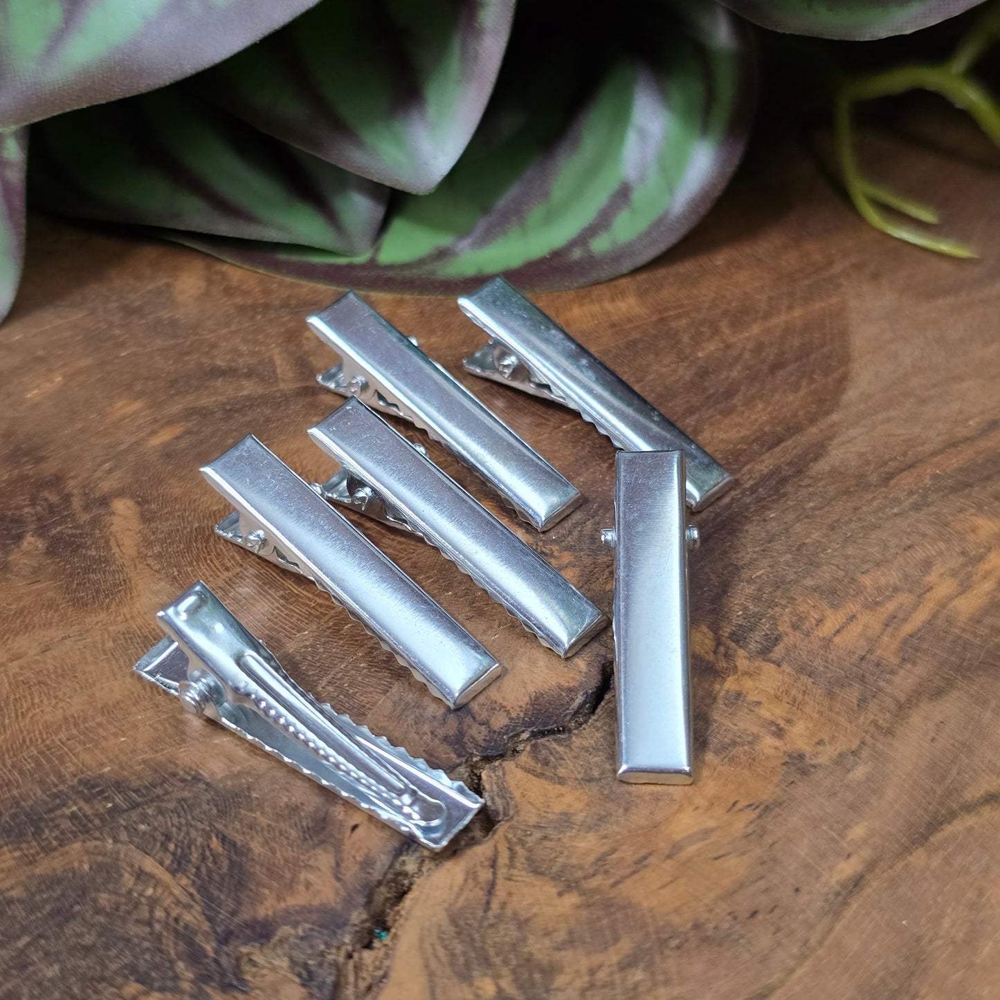 6 silberfarbene Alligator Clips, 31 mm, DIY Haarspangen Rohlinge zum Basteln von Haarschmuck und Accessoires
