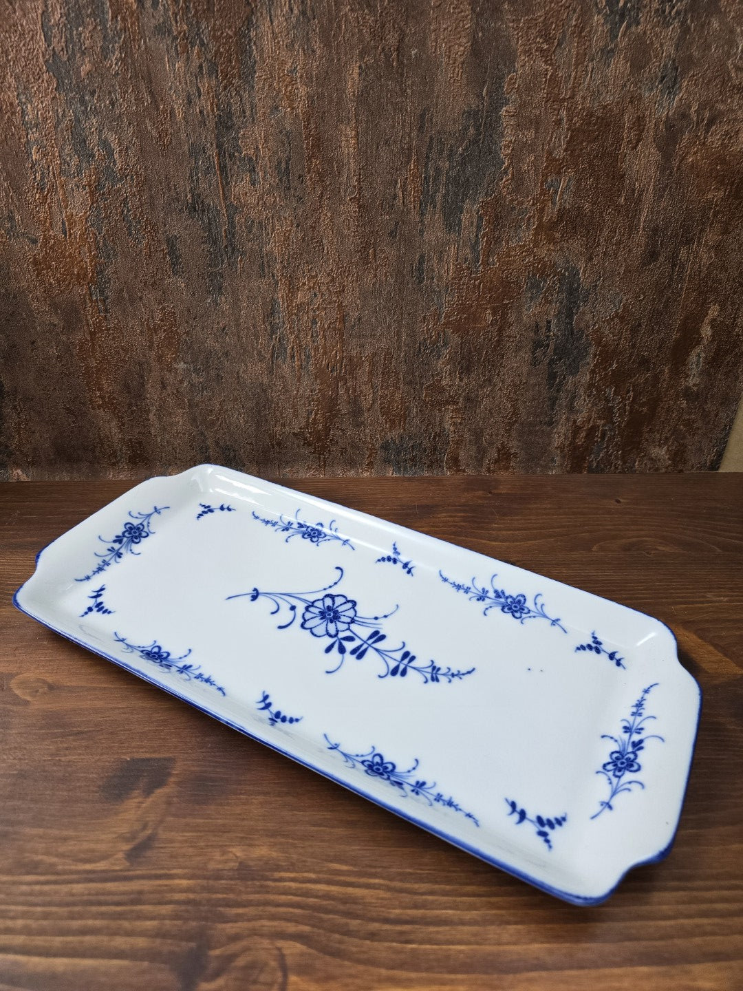 Große 36 cm Servierplatte von Tirschenreuth Bavaria mit traditionellem Zwiebelmuster in Echt-Cobalt Blau.