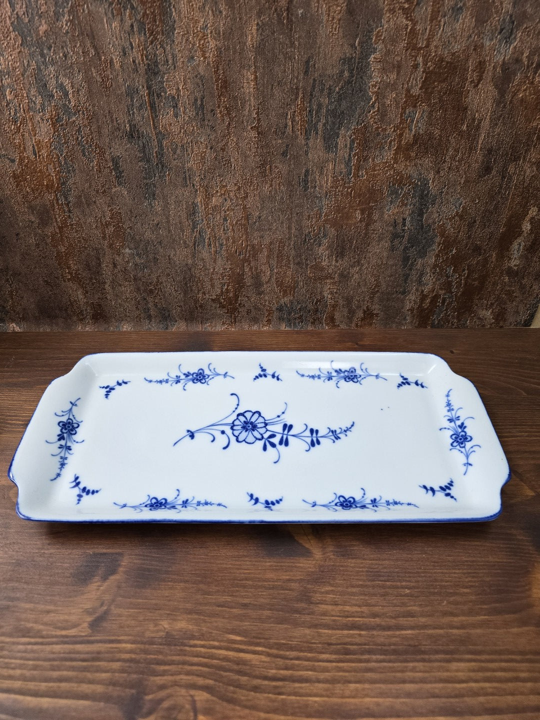Große 36 cm Servierplatte von Tirschenreuth Bavaria mit traditionellem Zwiebelmuster in Echt-Cobalt Blau.