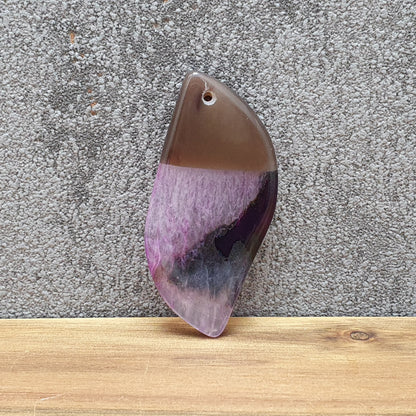 Große Anhänger Perle, mit Loch, Achat, Welle, 4,9cm