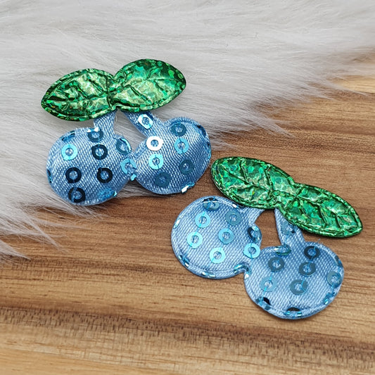 2 Applikationen, padded, Kirschen, Blau, 30x26mm, Kreativbedarf