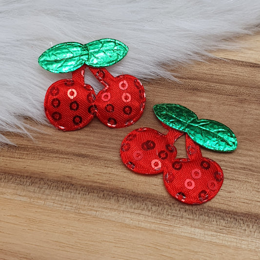 2 Applikationen, padded, Kirschen, Rot, 30x26mm, Kreativbedarf