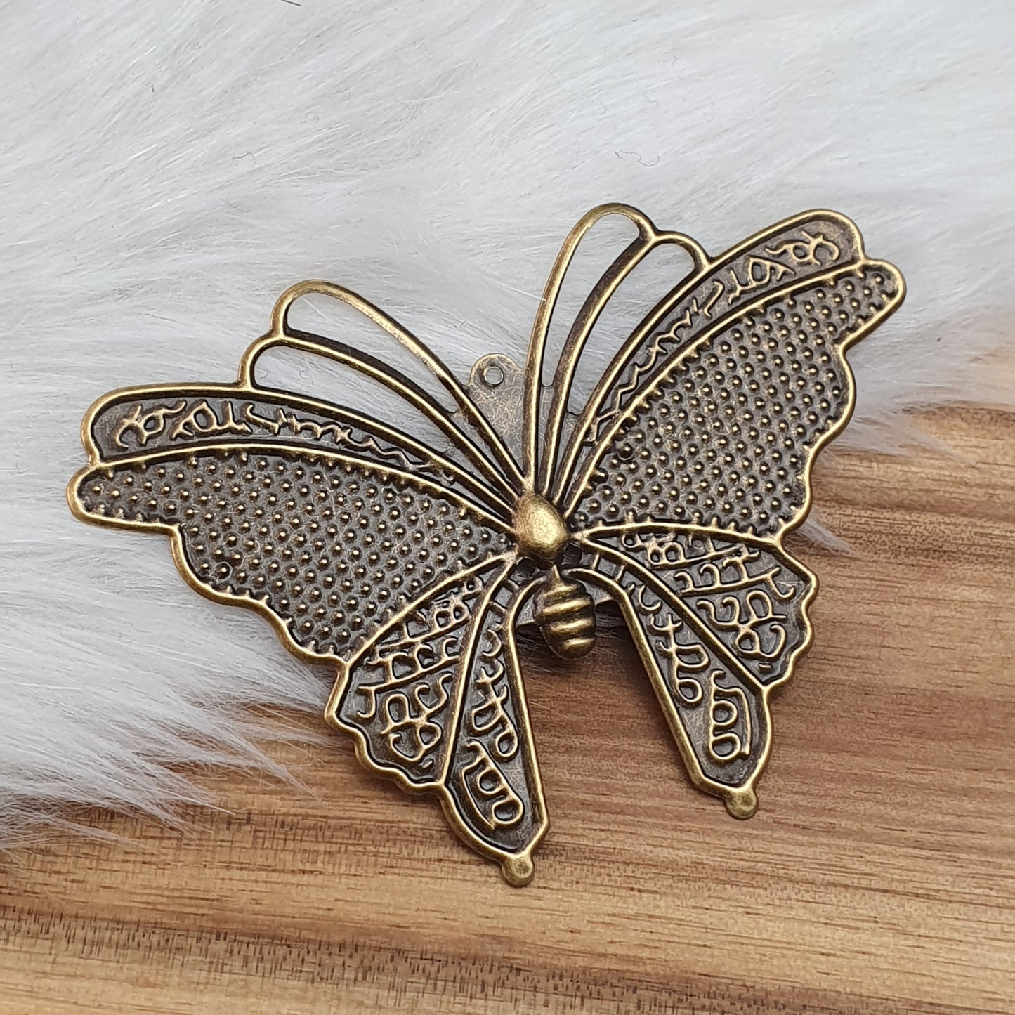 2 Zierelemente Schmetterling, Vintagestyle, antik bronzefarbig, 68mm