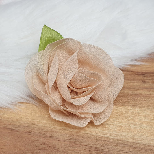 Blume, Rose aus Tüll & Stoff, 45mm, Beige, Applikation, Kreativbedarf