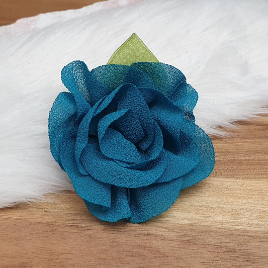 Blume, Rose aus Tüll & Stoff, 45mm, Petrol, Applikation, Kreativbedarf