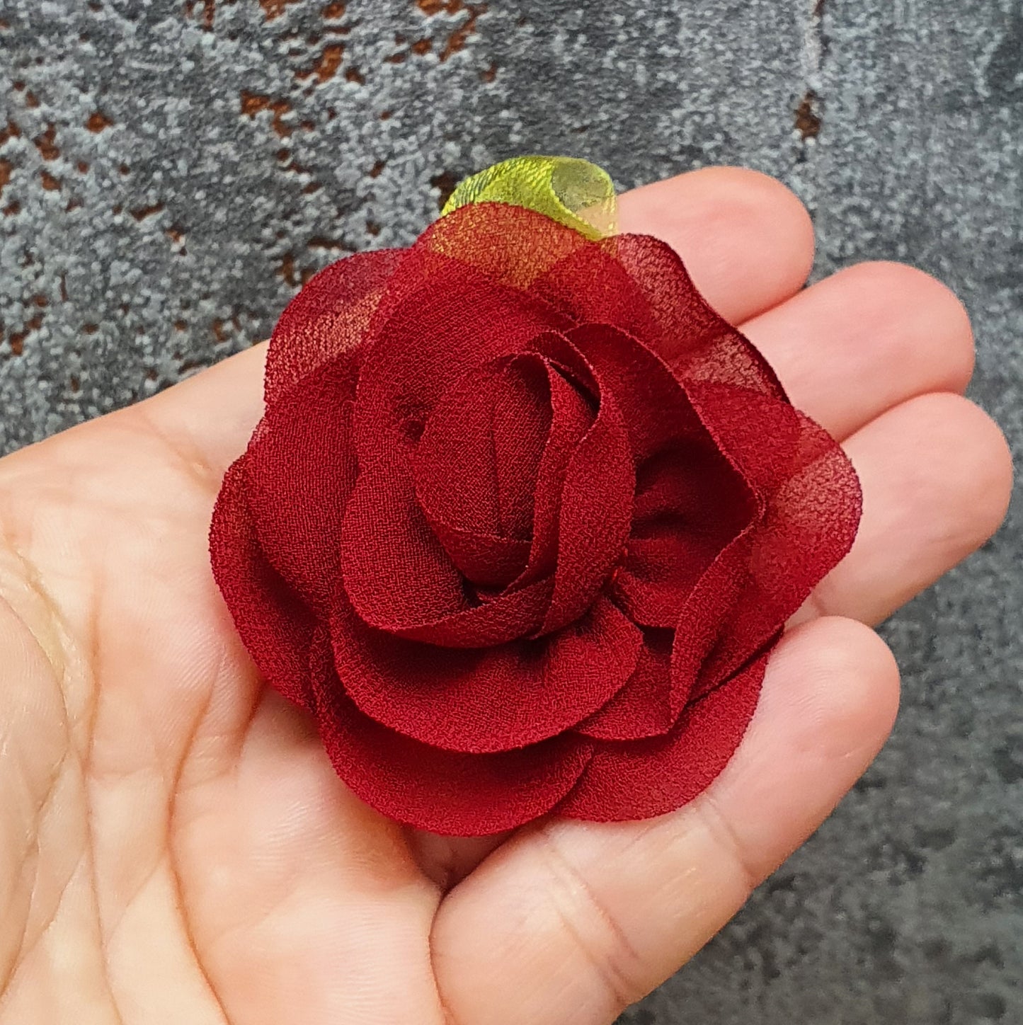 Blume, Rose aus Tüll & Stoff, 45mm, Rot, Applikation, Kreativbedarf