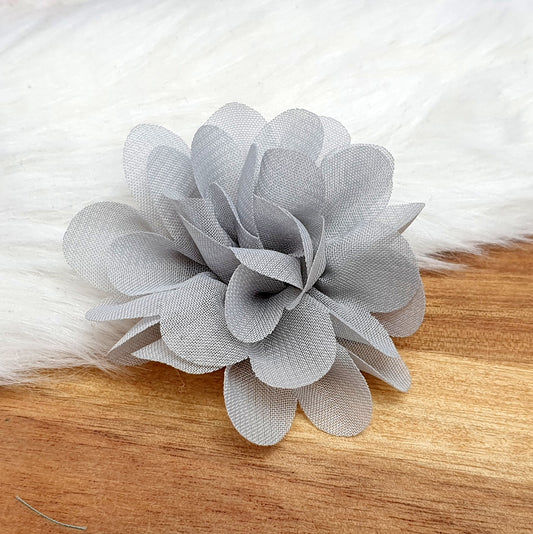 Blume aus Stoff, 50mm, Grau, Applikation, Kreativbedarf